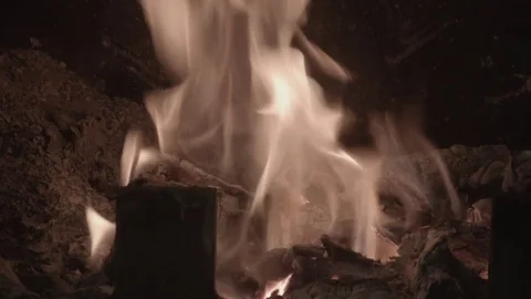 In the fireplace burns a fire 스톡 동영상 74196408