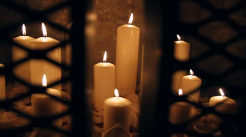 Fireplace Candles Stock Footage 36824409