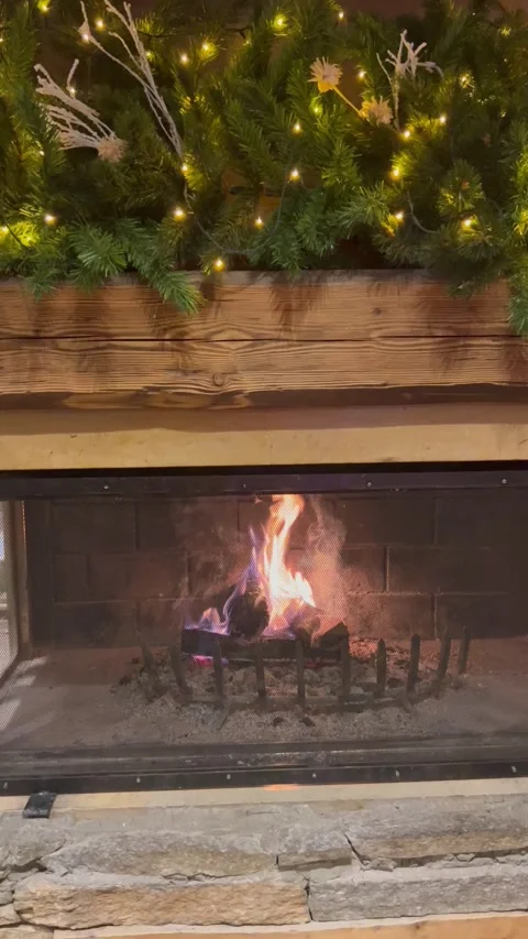 Fireplace with Christmas decorations during new year Stock Footage 337061794