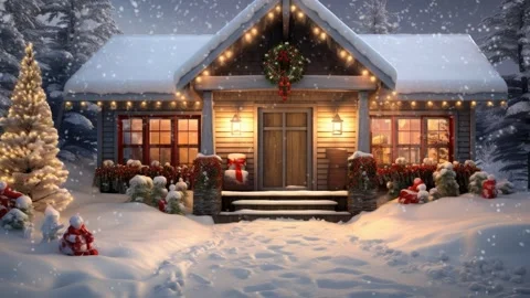 Fireplace with christmas decorations Stock Footage 249749310