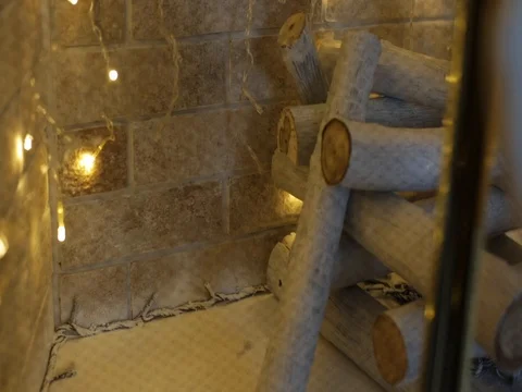 Fireplace with Christmas Stock Footage 70874781