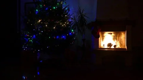 Fireplace Christmas Time Stock Footage 87263322