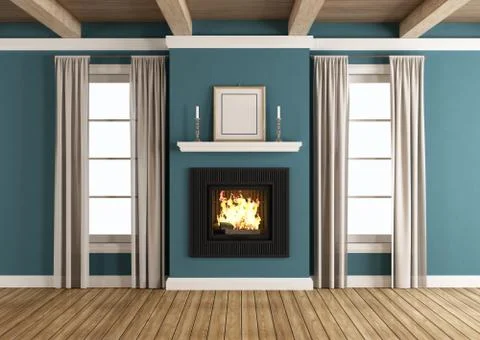 Fireplace in a classic room Stock Illustration