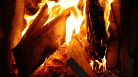 Fireplace close-up at the beginning of winter Stock Footage 211443775