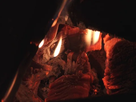 Fireplace - Close up of Hot Coals Stock Footage 84871255