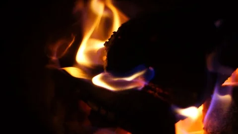 Fireplace close up at night Stock Footage 109221762