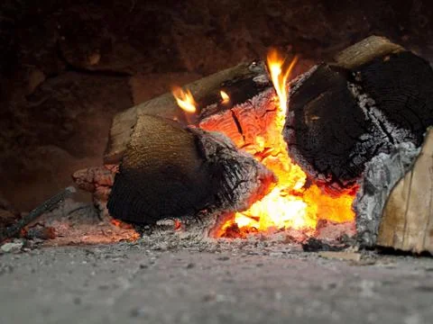 Fireplace close up Stock Photos