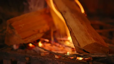 Fireplace close up shot. Stock Footage 199236016