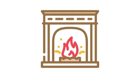 Fireplace color icon animation Stock Footage 327272992
