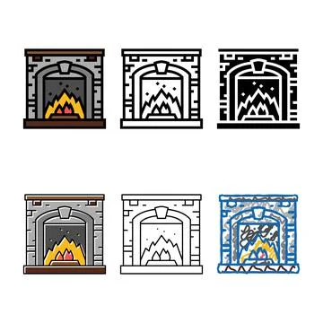 Fireplace color variants icon vector 库存插图
