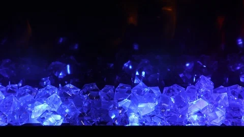 Fireplace with Crystals Real Time Motion Flames Burning Video stock 127194428