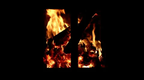 Fireplace in the dark Stock Footage 34427057