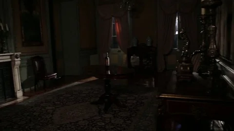 Fireplace in dark room Stock Footage 77050908