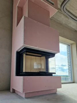 Fireplace design project under progress Foto stock