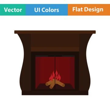 Fireplace with doors icon Stock Illustration