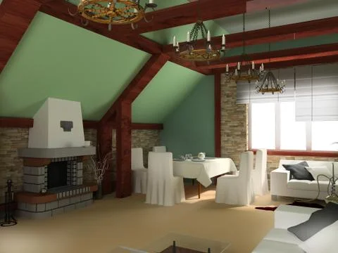 Fireplace in a drawing room Stock Illustration