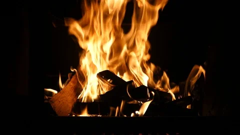 Fireplace During The Night Stock Footage 96208377