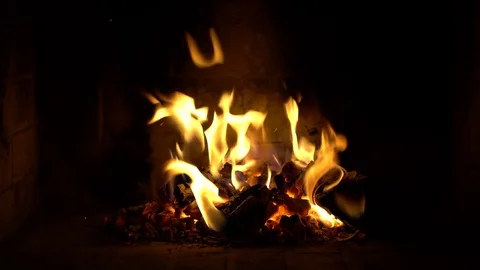Fireplace dying embers Stock Footage 83079437