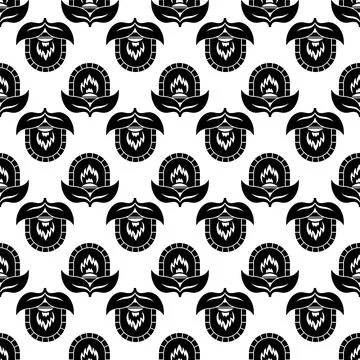 Fireplace eco pattern seamless vector Stock Illustration