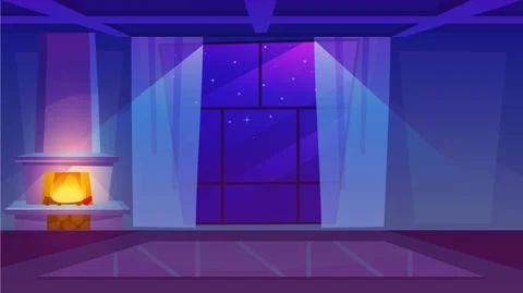 Fireplace in empty room flat vector illustration Stock Illustration