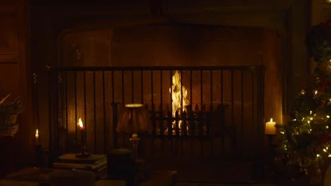 A fireplace with a fire burning in it Stock Footage 302472126