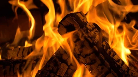 Fireplace, fire, Burning logs Stock Footage 98550907