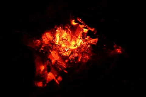 Fireplace fire in closeup macro Stock Photos