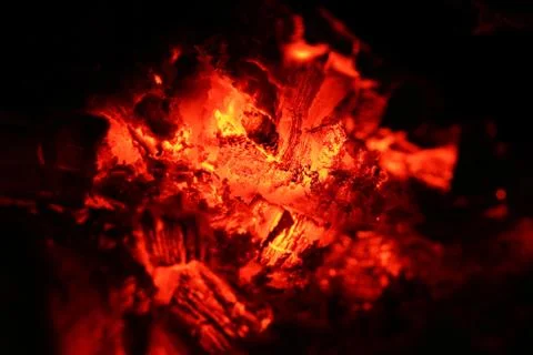 Fireplace fire in closeup macro Stock Photos