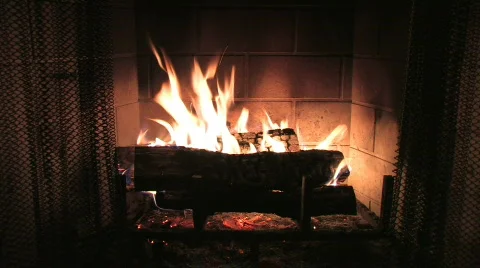 Fireplace with Fire Stock Footage 270979