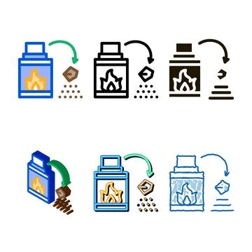 Fireplace fire icon variety vector outline Stock Illustration
