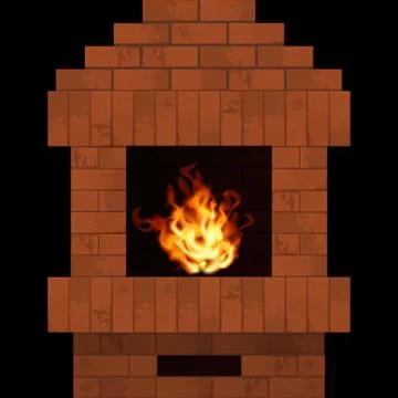 Fireplace with fire. Stock Illustration