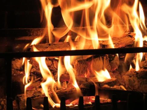 Fireplace with fire Stock Photos