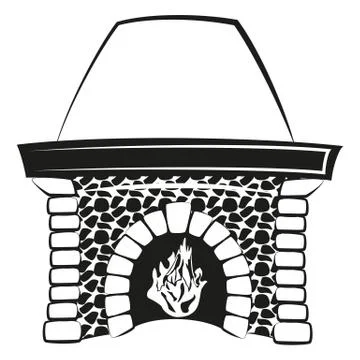 Fireplace with fire silhouette Stock Illustration