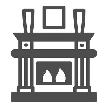 Fireplace, fireside in living room solid icon, interior design concept, chimney Stock Illustration