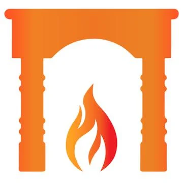 Fireplace with flame flat icon. Simple icon. EPS10 vector Stock Illustration
