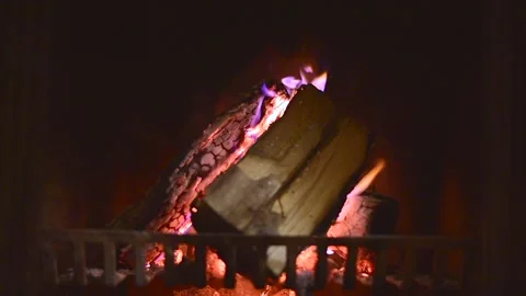 Fireplace Flame Tracking &amp; Close-Up Footage Stock Footage 145727004
