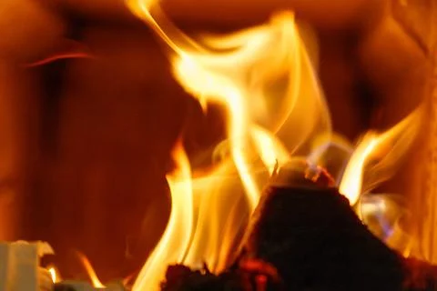 Fireplace Flames and Logs Stock Photos