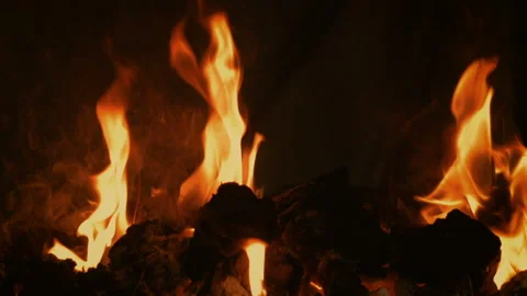 Fireplace flames in slowmotion Stock Footage 89969717