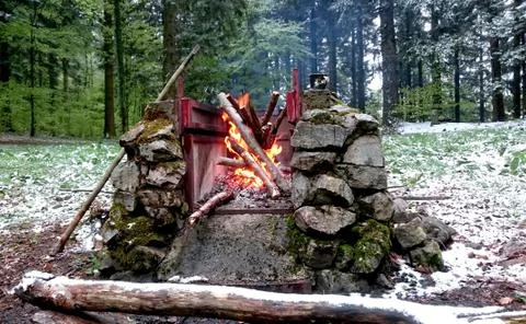 Fireplace in the forest Фото