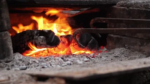 Fireplace in garden Stock Footage 55669934