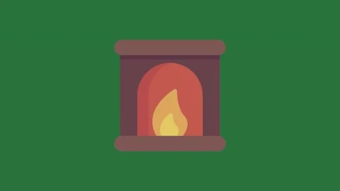 A fireplace on green background and isolated isolated on green screen Stock Footage 336858191