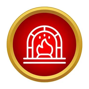 Fireplace hearth with burning flame icon symbol Stock Illustration
