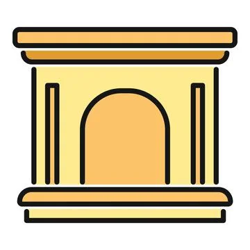 Fireplace hearth icon representing home comfort Stock Illustration