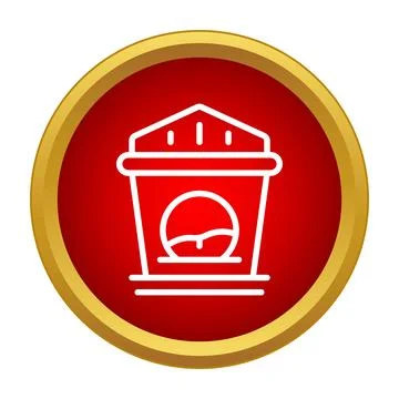 Fireplace hearth icon vector red gold circle Illustrazione stock