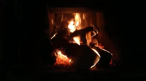 Fireplace heating in the home interior Stock Footage 190531715