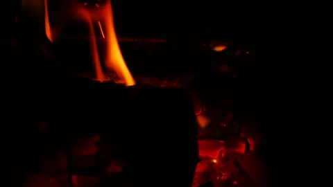 Fireplace Heating Home Winter Slow Motion Stock Footage 217710429