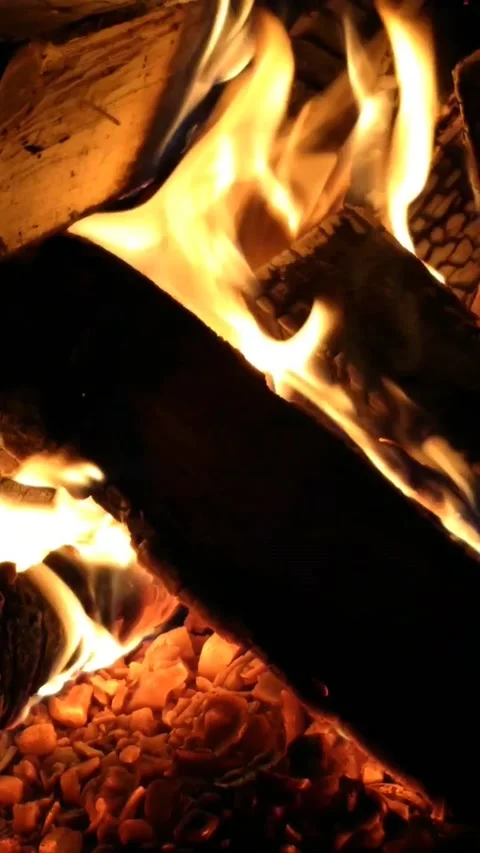 Fireplace heating in the interior of the apartment Stock Footage 190532004