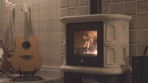 Fireplace at home Stock Footage 122281547