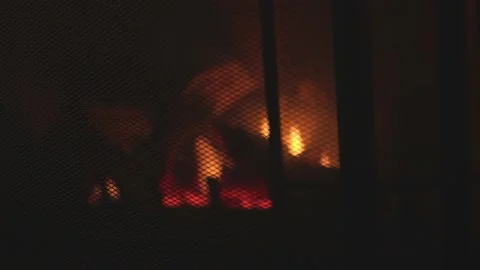 Fireplace at a hotel Stock Footage 182913516