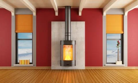 Fireplace in a house in the mountains Illustrazione stock